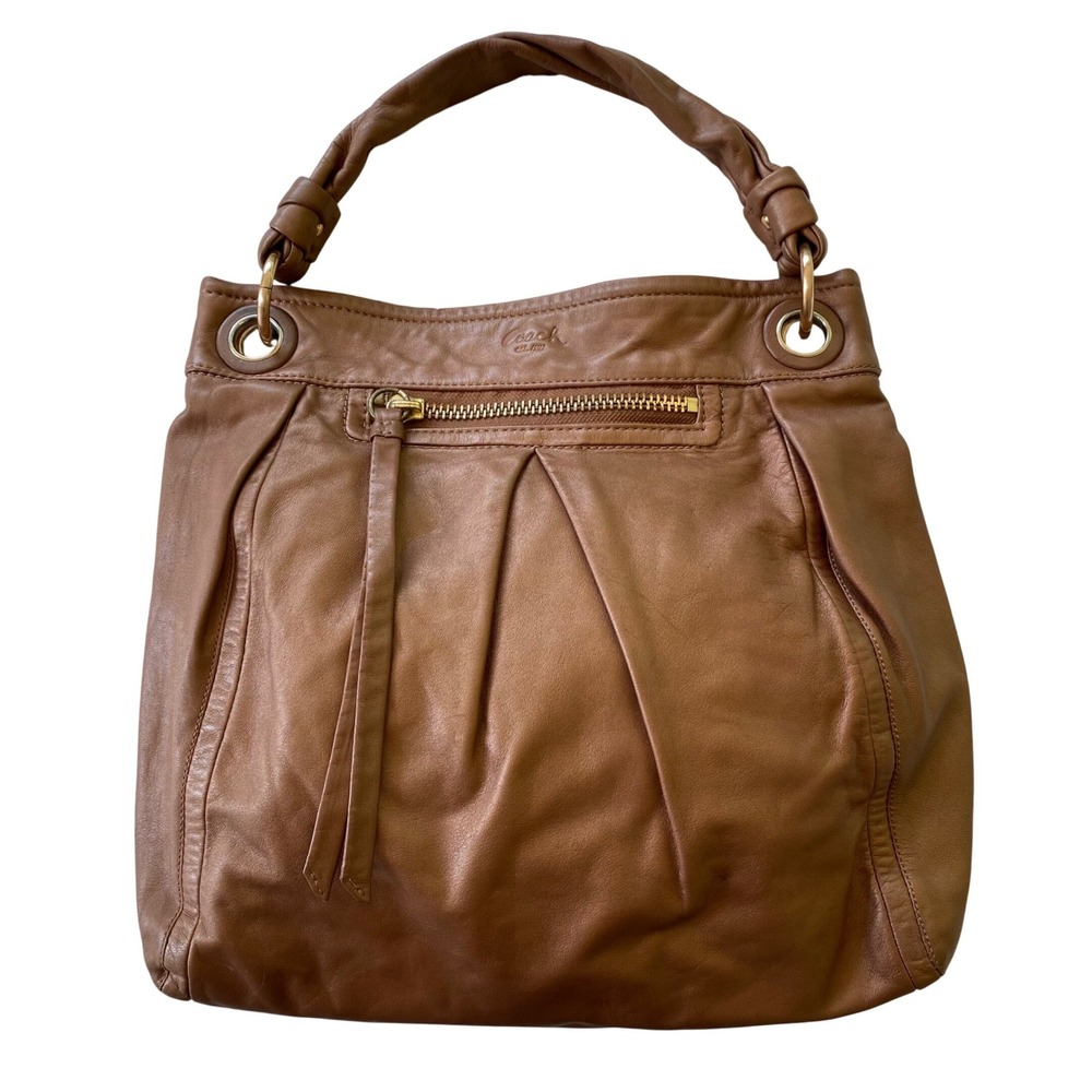 Coach‎ Parker Hobo Shoulder Bag Large Brown Leather Pleated 13411 Boho Y2K